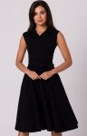 Bewear B261 rozkloszowana bawełniana sukienka czarna