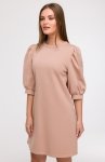Bewear B291 sukienka z bufiastymi rękawami mokka 