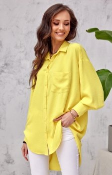 Oversizowa koszula damska żółta 0107