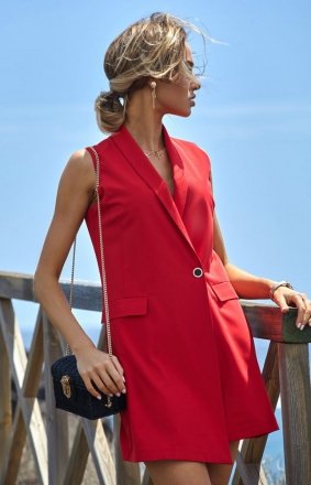 Elegancka sukienka marynarka czerwona M439