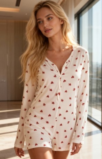 Kisselle kombinezon damski w czerwone serduszka