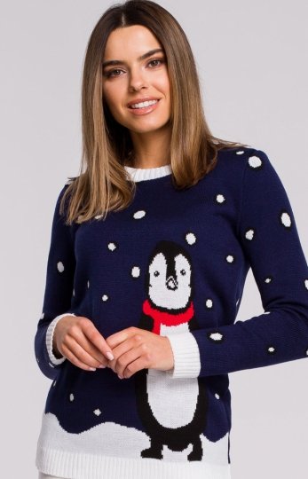 Świąteczny sweter z pingwinem MXS06