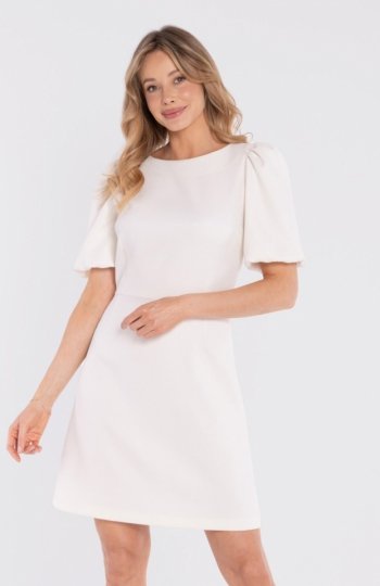 Stylove S431 sukienka mini z bufiastymi rękawami śmietankowa 