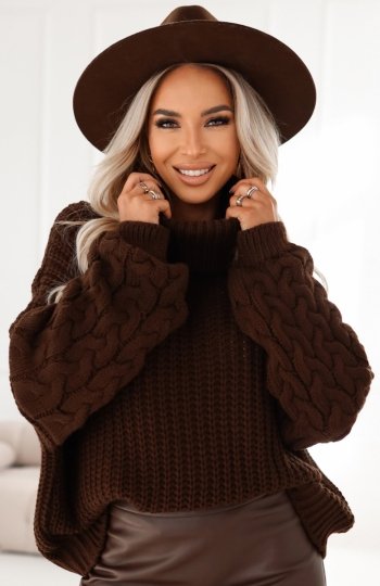 Numoco 650-1 ciepły i mięsisty golf oversize z szerokimi rękawami 