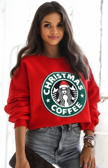 Świąteczna bluza damska oversize christmas coffe