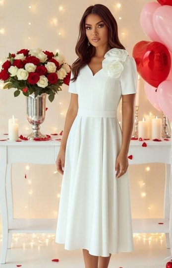 Elizabeth Rubi sukienka midi ecru 