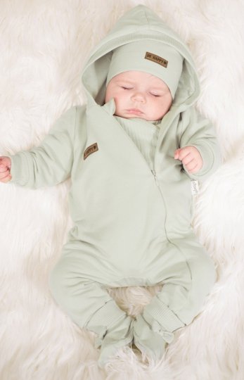 Oliwkowy pajac dresowy z podszewką