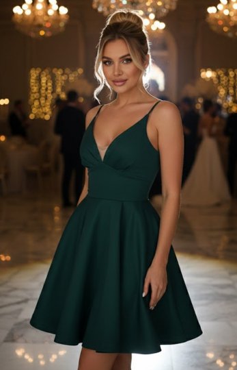 Zielona brokatowa sukienka mini z gorsetowym wiązaniem