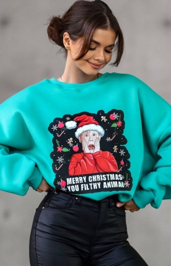 Zielona bluza z nadrukiem Kevin sam w domu