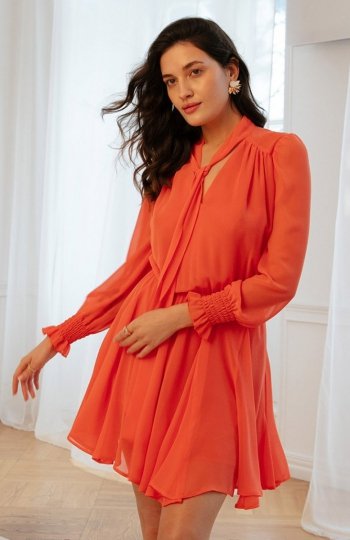 Makover szyfonowa sukienka z klinami pomarańczowa K168 