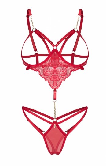 Obsessive Matildea Cupless & Crotchless Teddy body damskie 