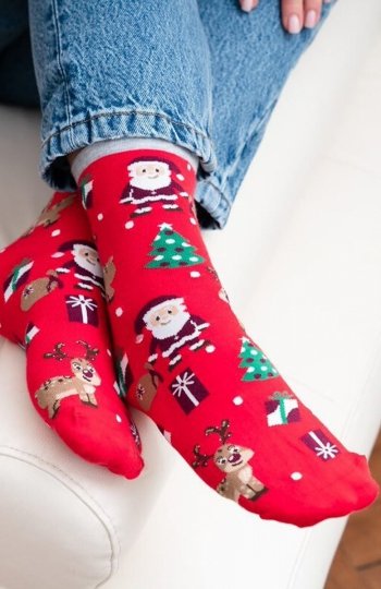 Steven art.136 świąteczne skarpety damskie 