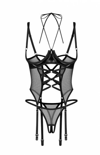 Obsessive Dominna Cuoless Corset & Crotchless Thong gorset damski 