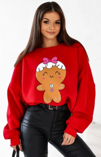 Świąteczna bluza damska ciasteczko czerwona