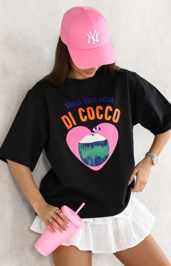 T-shirt damski z krótkim rękawem Cocco czarny