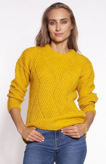 MKM SWE274 pleciony sweterek damski żółty 