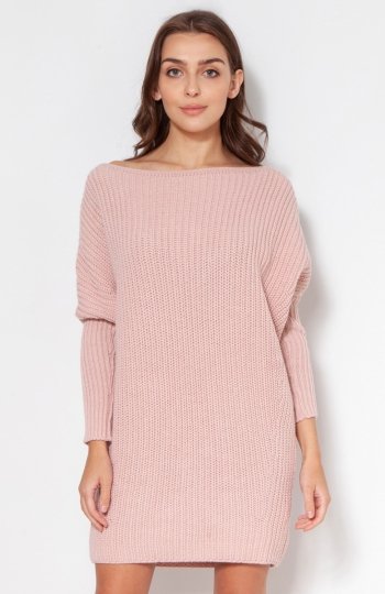 Oversizowy sweter damski różowy SWE135