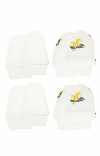 Rękawiczki niemowlęce niedrapki cytrynki 4-pak 