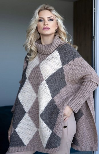 Sweter poncho z rękawami 30088