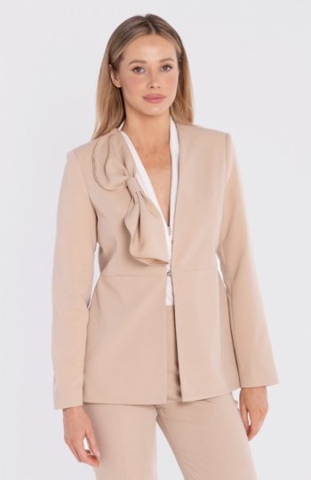 Stylove S432 marynarka z ozdobną kokardą beżowa 