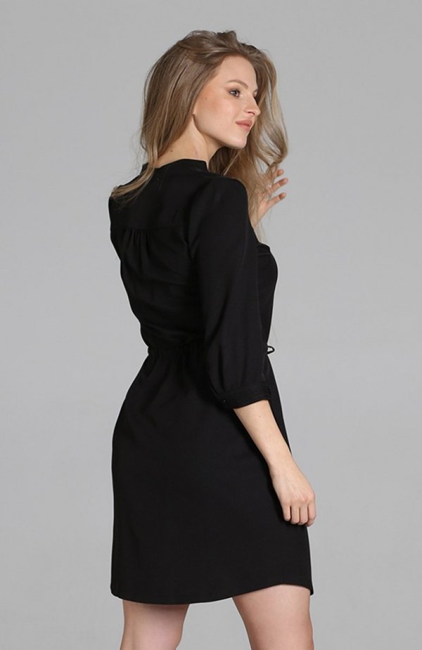 Sukienka ze szczypankami czarna SUK149 tył