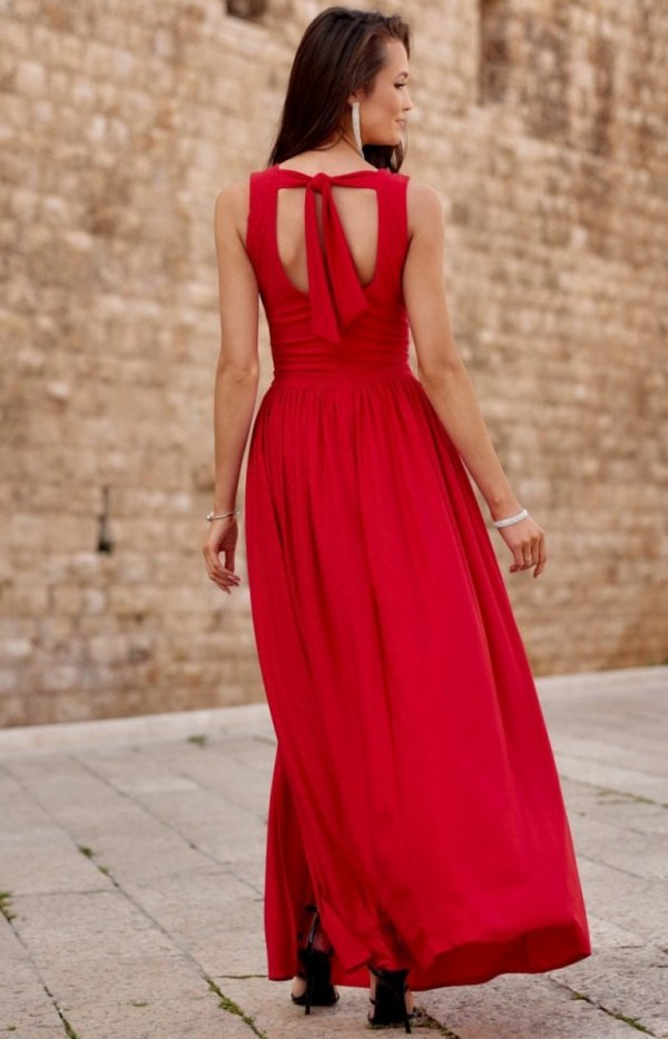 Wieczorowa długa sukienka czerwona Roco 0224-3