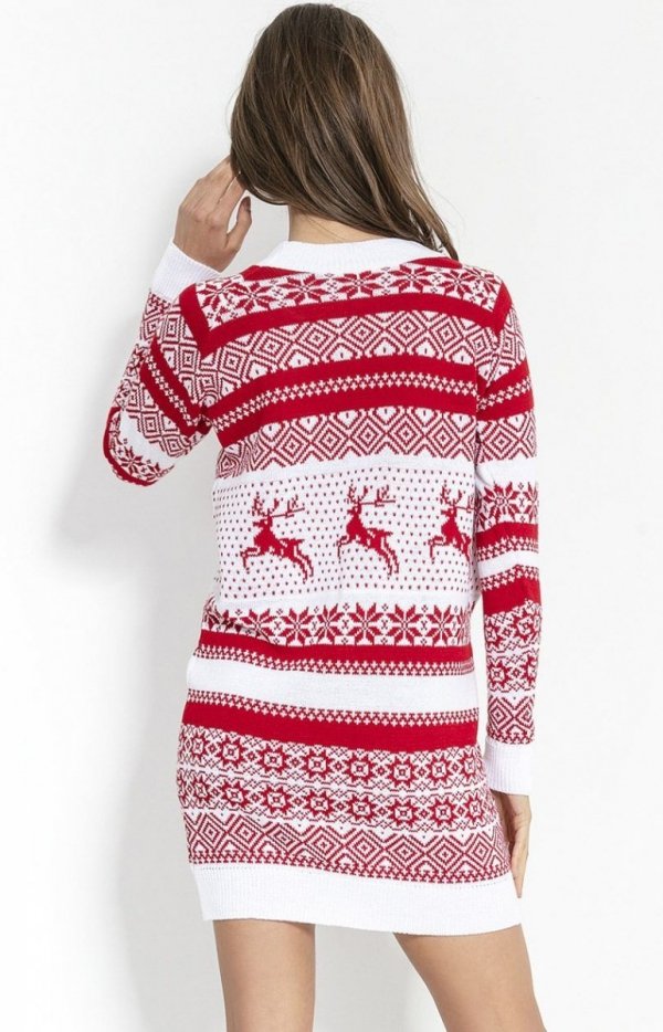 Sweterkowa sukienka w świąteczny wzór F857 