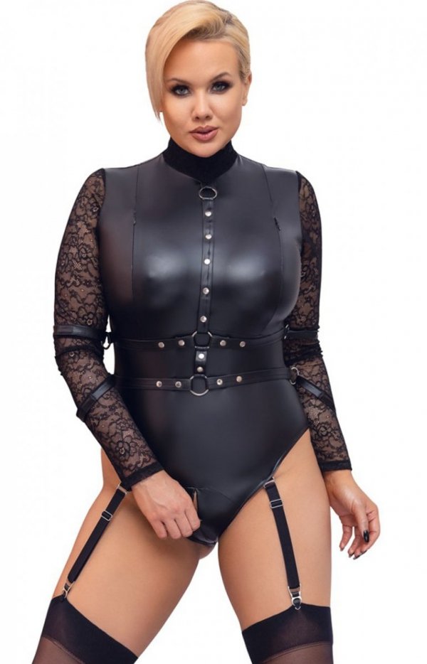 Cottelli body damskie powerwetlook plus size