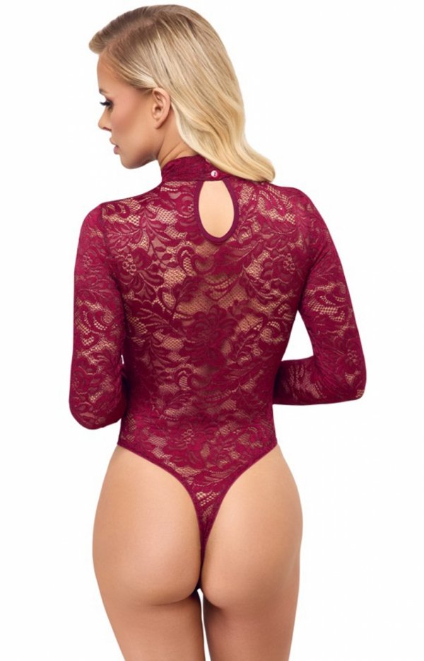 Cottelli bordowe koronkowe body Penny-2