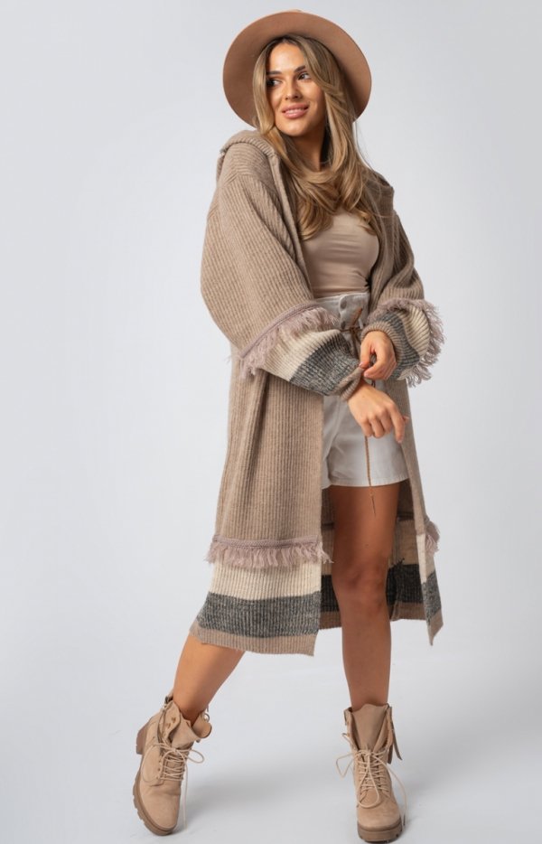 Lori oversizowy kardigan z kapturem mocca