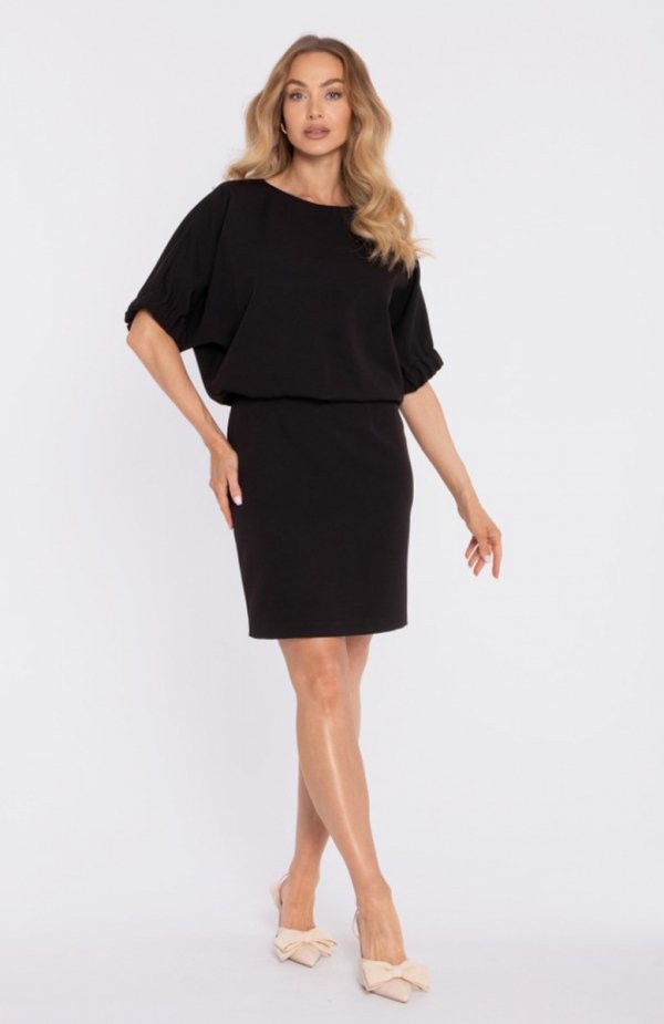 Moe sukienka bluzowana z rozciętymi plecami czarna M904