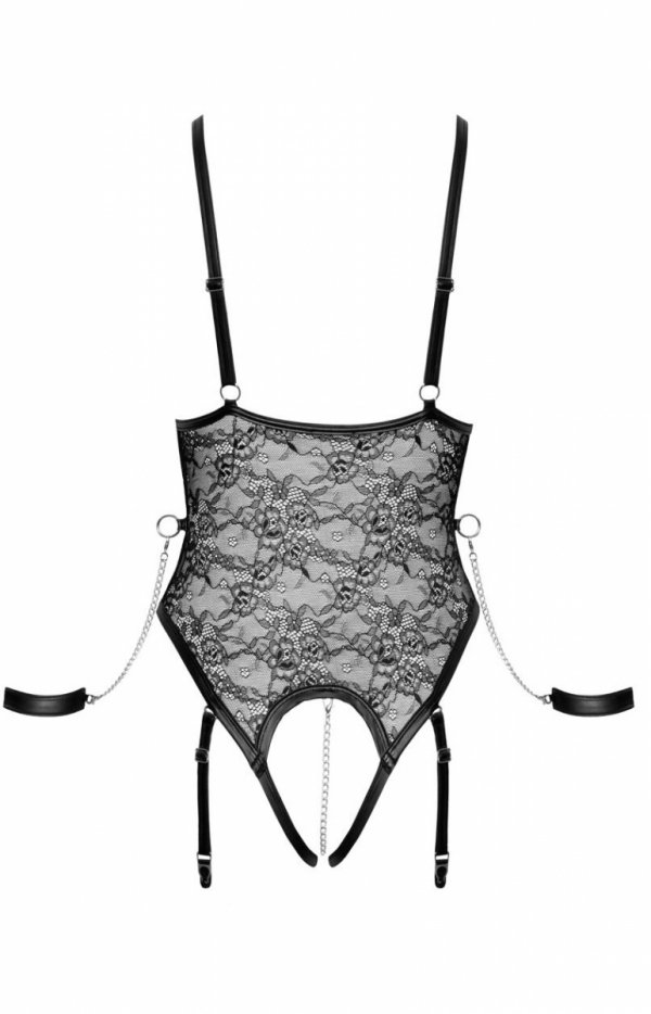 Cottelli koronkowe body z kajdankami-3