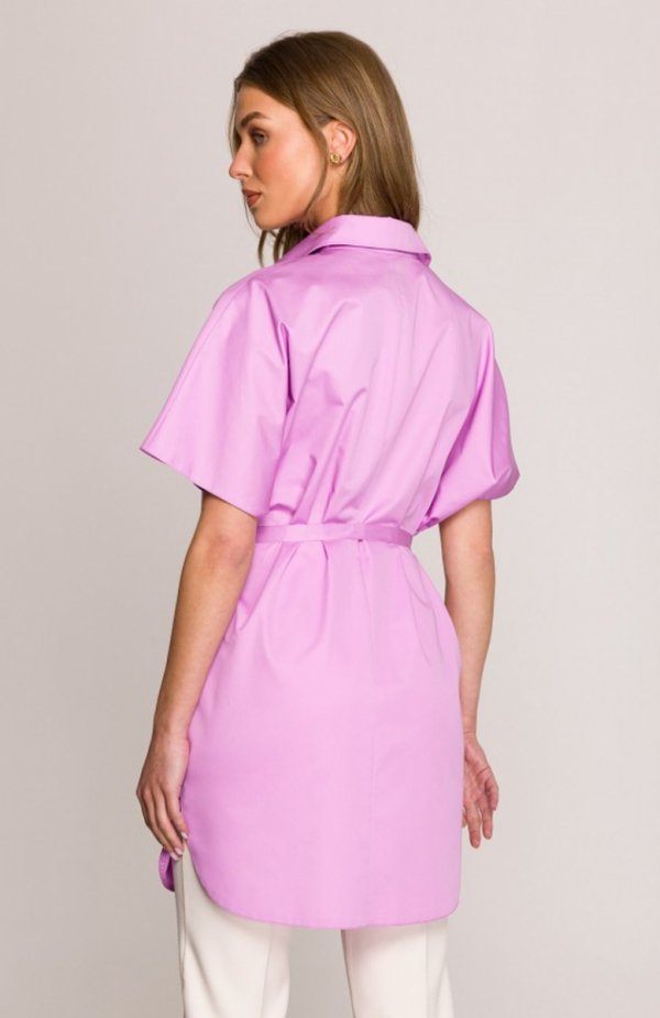 Stylove S402 bawełniana koszula oversize liliowa tył