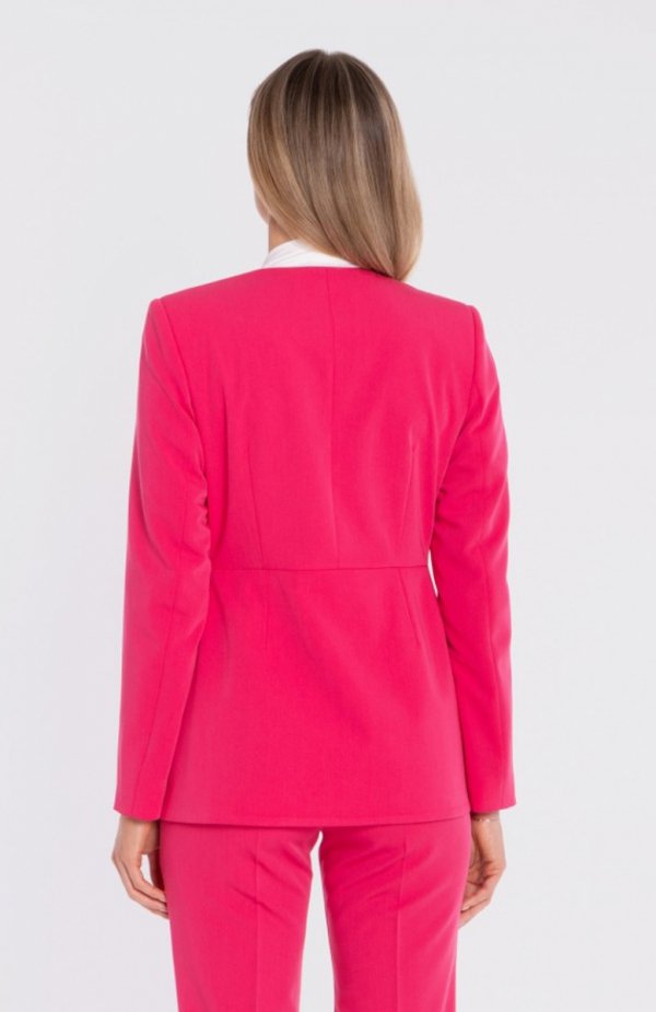Stylove S432 marynarka z ozdobną kokardą różowa tył