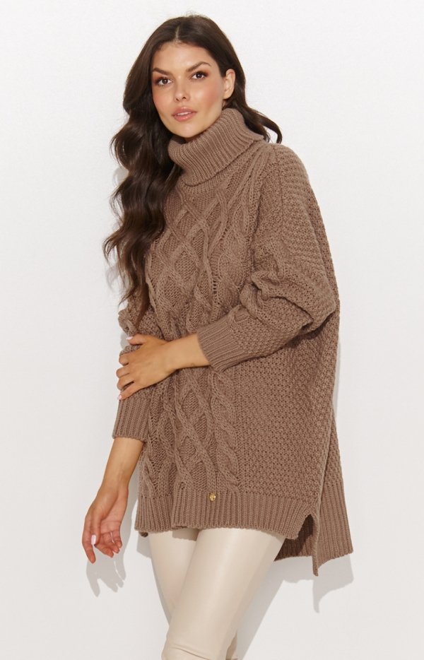 Numinou S96 ciepły sweter z golfem cappucino