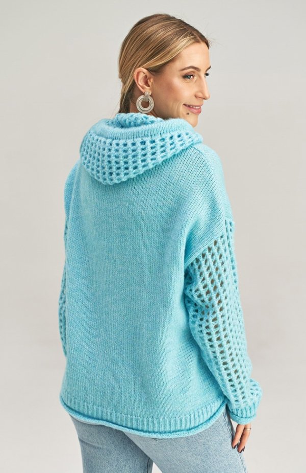 Figl M996 błękitny sweter damski tył