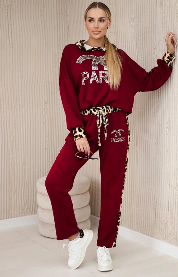 Komplet Paris Bluza i Spodnie bordowy-1