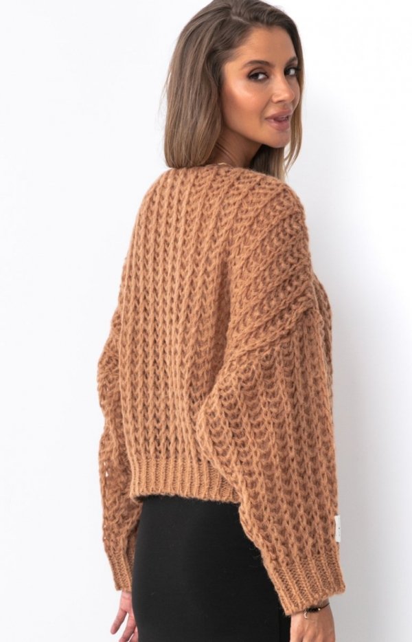 Fobya F1492 oversizowy sweter karmelowy