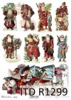 Papier decoupage świąteczny-Mikołaje*Paper Christmas-Santa Claus*Papel de Navidad-Santa Claus*Бумага Рождество-Санта-Клаус*Papier Weihnachten-Weihnachtsmann