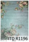 papier decoupage kwiat jabłoni, niebieskie deski*Paper decoupage apple blossom, blue plank