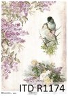 papier decoupage bzy, róże, ptaki*Paper decoupage lilacs, roses, birds