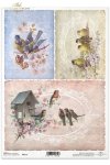 ptak, ptaki, wesołe, ptaszek, ptaszki, ptasie rodziny, domek dla ptaków, budka, retro, vintage, R212, birds, merry birds, bird families, bird house, retro, vintage , pájaros, pájaros felices, familias de aves, casa del pájaro