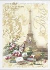 Still life, Paris, Eiffel Tower, wine, bottle, apples, picnic, plant ornament