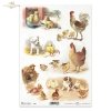 Easter, spring, retro, eggs, chickens, hen, hens, rooster, roosters, dog, dogs, sheep, animals in the yard