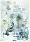 Niebieskie kwiaty, kwiatki, akwarele, kompozycja kwiatowa, tajemnica, kolaż, drzwi, motyl