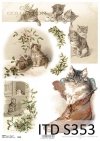 papier decoupage świąteczny, koty*paper decoupage Christmas, cats
