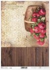 Papel decoupage tableros, papel pintado, cesta con rosas*Papier-Decoupage-Tafeln, Tapeten, Korb mit Rosen*Бумажные дощечки, обои, корзина с розами