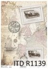 papier decoupage stara mapa, stare auta*Paper decoupage old map, old car