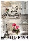 rower, tandem, wieża Eiffla, Paryż, retro, rower dla dwojga, kwiaty, R499 