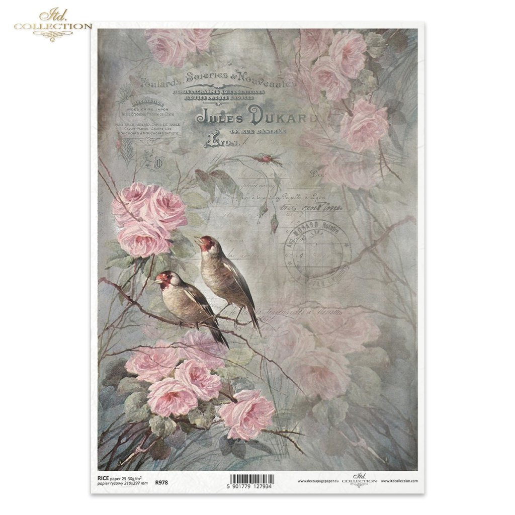 Rice paper R978 Decoupage Paper flowers, birds
